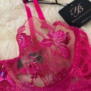 🌺Honey Birdette Whitney Lace Foil Pink Rare Bra